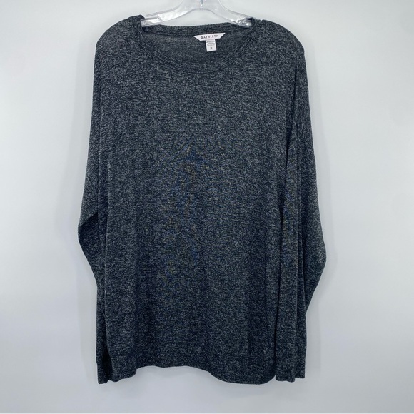 Athleta Heathered Dark Gray Mindful Pullover top size M - Picture 6 of 9